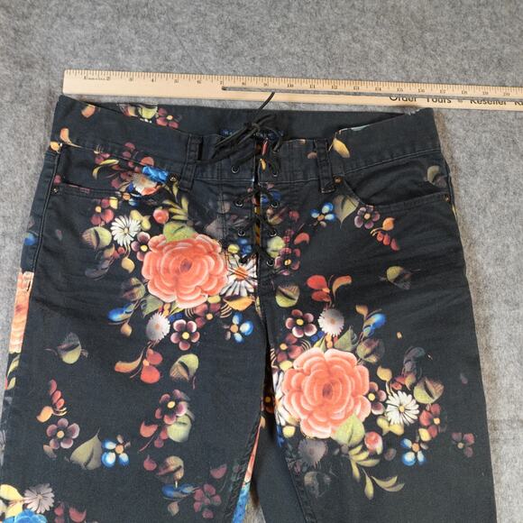 Ralph Lauren Jeans Womens 2 Vintage Blue Label Floral Lace Up Straight Leg Denim - Picture 5 of 11